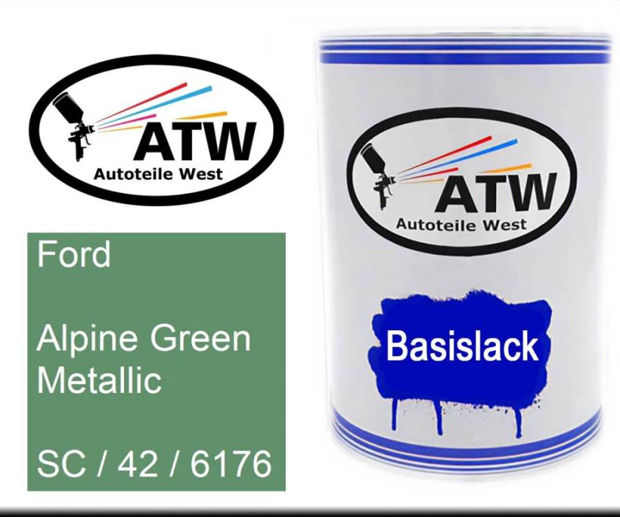 Ford, Alpine Green Metallic, SC / 42 / 6176: 500ml Lackdose, von ATW Autoteile West.